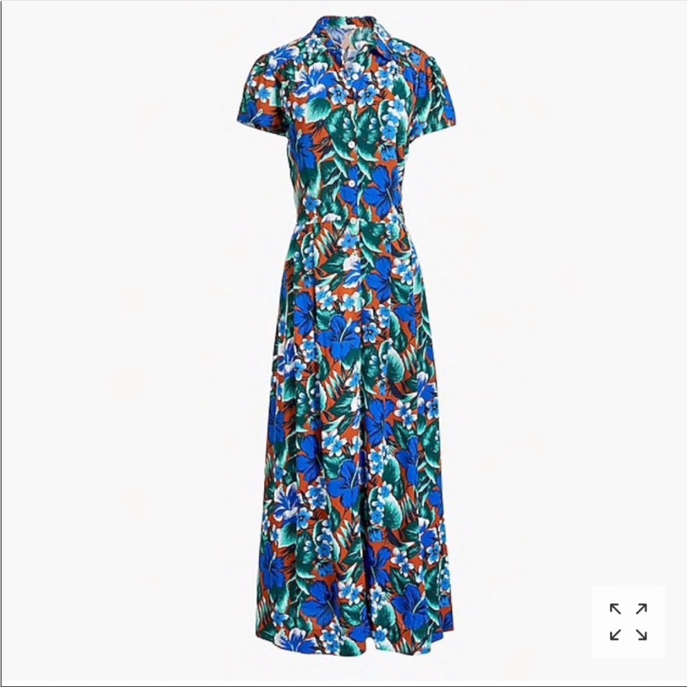 EUC J. Crew Factory Floral Button-Up Maxi Shirt Dress